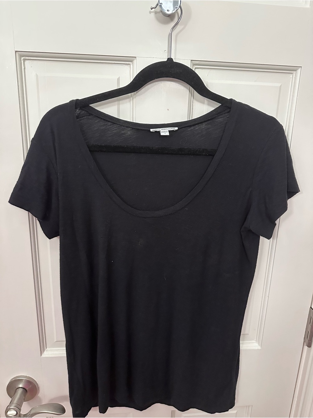James Perse Black Scoop Neck Short Sleeve Tee